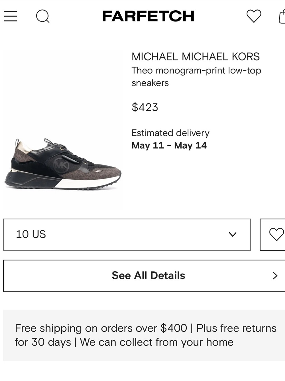 Michael Kors Theo Low Top Sneaker Trainer Black/Brown - New w/o Box - Picture 12 of 16